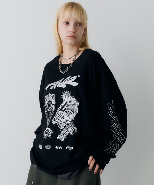 AIVER(アイバー)の「Johann×AIVER 刺繍L/S TEE(Tシャツ/カットソー・メンズ・ブラック/ホワイト・LARGE/MEDIUM/SMALL)」の2枚目の写真