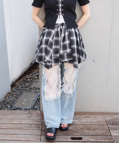 tiptop（ティップトップ）の「レースダメージデニムパンツ（デニムパンツ・レディース・サックスブルー・M/S）」の12枚目の写真