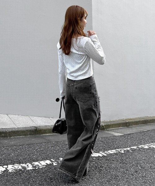 tiptop(ティップトップ)の「レースダメージデニムパンツ(デニムパンツ・レディース・サックスブルー/ブラック・M/S)」の21枚目の写真