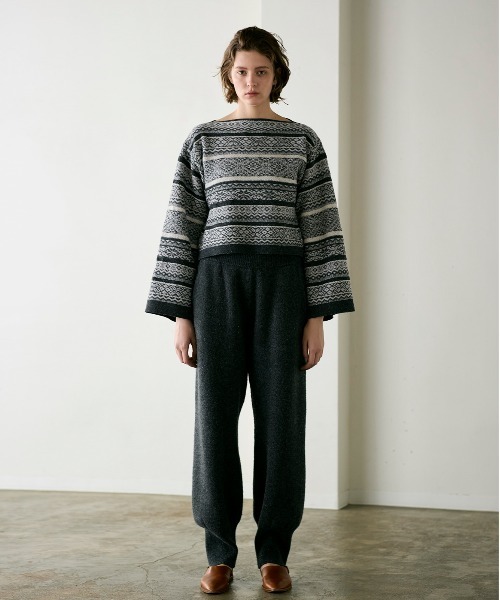 WALANCE(ワランス)の「wool jacquard boatneck top(ニット/セーター・レディース・チャコール・FREE)」の8枚目の写真