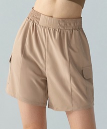 レディース ウエストシャーリングショートヨガパンツ［フィットネス/ピラティス/ダンス/ジム］[トレーニングウェア/ジムウェア/ピラティスウェア]