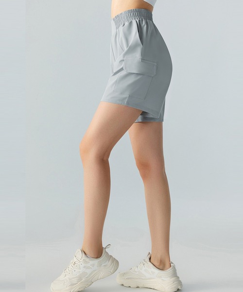 HYSSHOP（エイチワイエスショップ）の「レディース ウエストシャーリングショートヨガパンツ［フィットネス/ピラティス/ダンス/ジム］[トレーニングウェア/ジムウェア/ピラティスウェア]（その他パンツ・レディース・ブラック/グレー系その他/ベージュ・XL/L/M/S）」の10枚目の写真