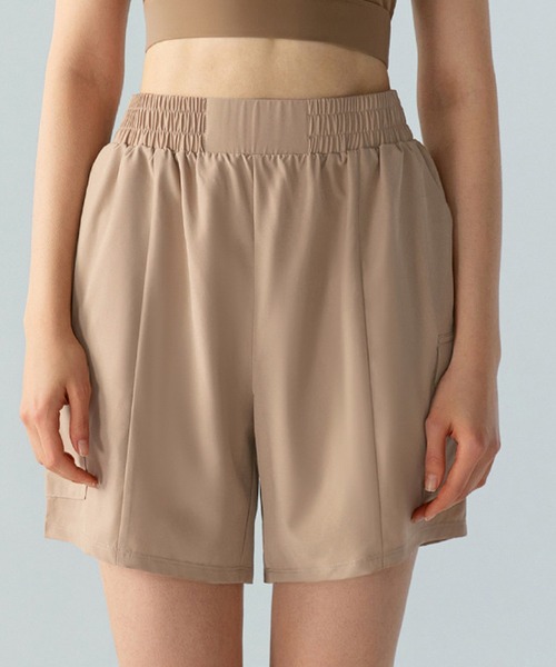 HYSSHOP（エイチワイエスショップ）の「レディース ウエストシャーリングショートヨガパンツ［フィットネス/ピラティス/ダンス/ジム］[トレーニングウェア/ジムウェア/ピラティスウェア]（その他パンツ・レディース・ブラック/グレー系その他/ベージュ・XL/L/M/S）」の12枚目の写真