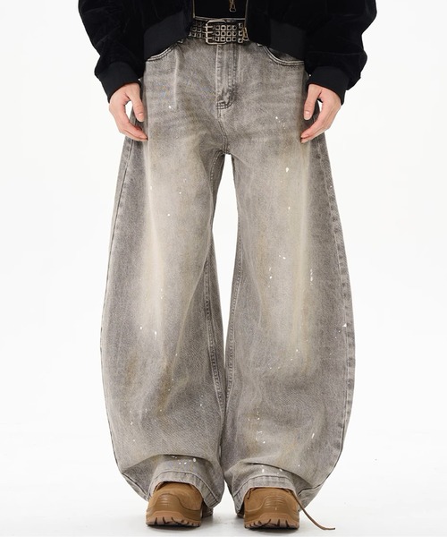 ARULE(アルール)の「A'GEM/9 × .kom 『ARULE/アルール』ペイントバルーンデニムパンツ(デニムパンツ・メンズ・グレー・LARGE/SMALL)」の3枚目の写真