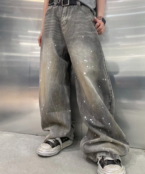 ARULE(アルール)の「A'GEM/9 × .kom 『ARULE/アルール』ペイントバルーンデニムパンツ(デニムパンツ・メンズ・グレー・LARGE/SMALL)」の6枚目の写真