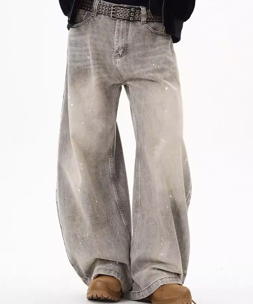 ARULE(アルール)の「A'GEM/9 × .kom 『ARULE/アルール』ペイントバルーンデニムパンツ(デニムパンツ・メンズ・グレー・LARGE/SMALL)」の2枚目の写真