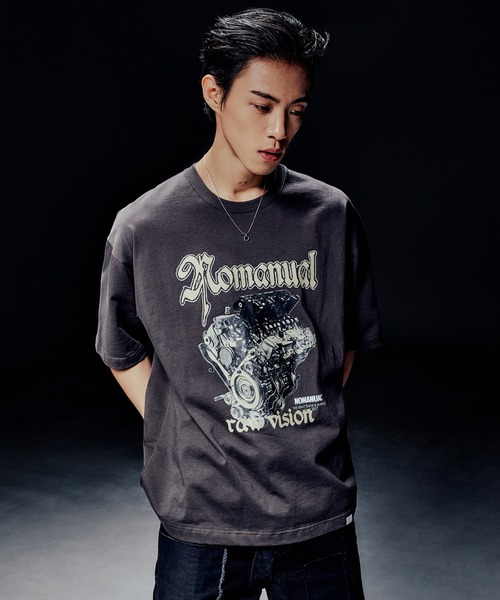 Tシャツ・カットソー NOMANUAL NM Engine T-Shirt Black NOMANUAL /ノーマニュアル」NM ENGINE T-SHIRT（Tシャツ