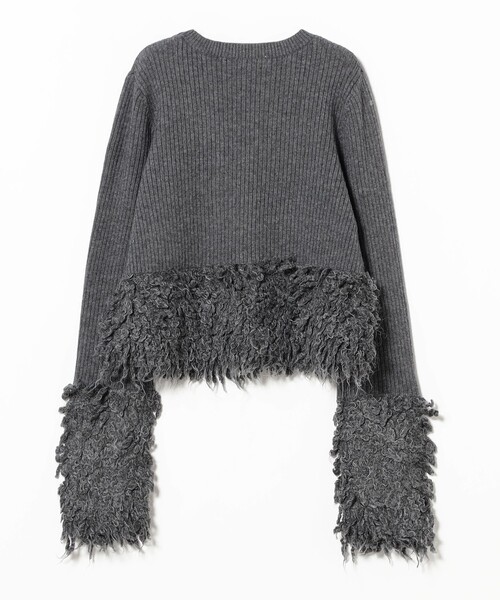 Ray BEAMS（レイビームス）の「RBS / フリンジ キリカエ クルーネック ニット（ニット/セーター・レディース・シルバー/ベージュ・ONE SIZE）」の8枚目の写真