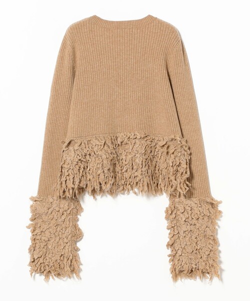 Ray BEAMS（レイビームス）の「RBS / フリンジ キリカエ クルーネック ニット（ニット/セーター・レディース・シルバー/ベージュ・ONE SIZE）」の5枚目の写真