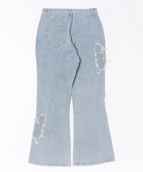 almo(アルモ)の「フリンジバタフライフレアデニムパンツ(BQ)(デニムパンツ・レディース・ブルー・LARGE/MEDIUM)」の10枚目の写真