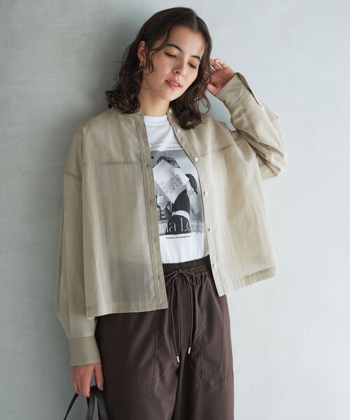 セール】ソモウライク シアー バンドカラー シャツ（シャツ/ブラウス