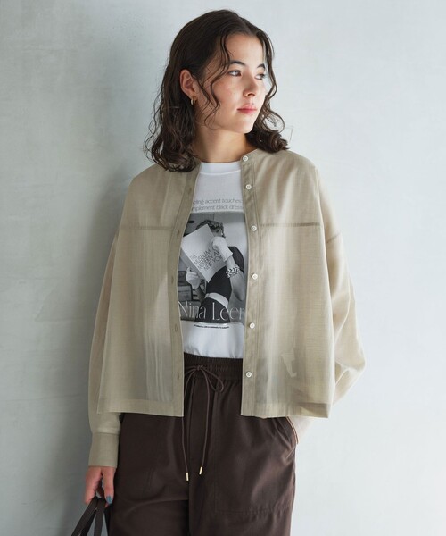 セール】ソモウライク シアー バンドカラー シャツ（シャツ/ブラウス