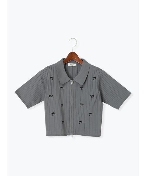 Te chichi TERRASSE（テチチテラス）の「リボン刺繍ダブルジップカーディガン（カーディガン/ボレロ・レディース・ブラック/グレー/オフホワイト・F）」の3枚目の写真