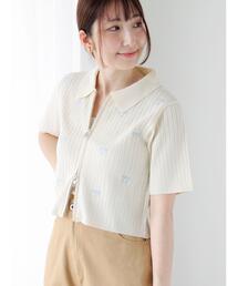 Te chichi TERRASSE（テチチテラス）の「リボン刺繍ダブルジップカーディガン（カーディガン/ボレロ）」