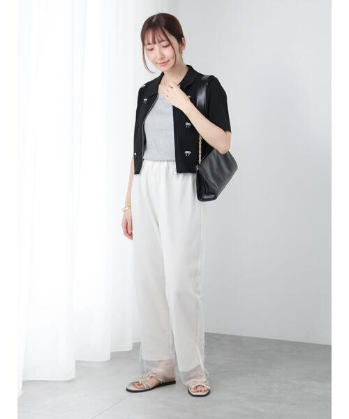 Te chichi TERRASSE（テチチテラス）の「リボン刺繍ダブルジップカーディガン（カーディガン/ボレロ・レディース・ブラック/グレー/オフホワイト・F）」の5枚目の写真