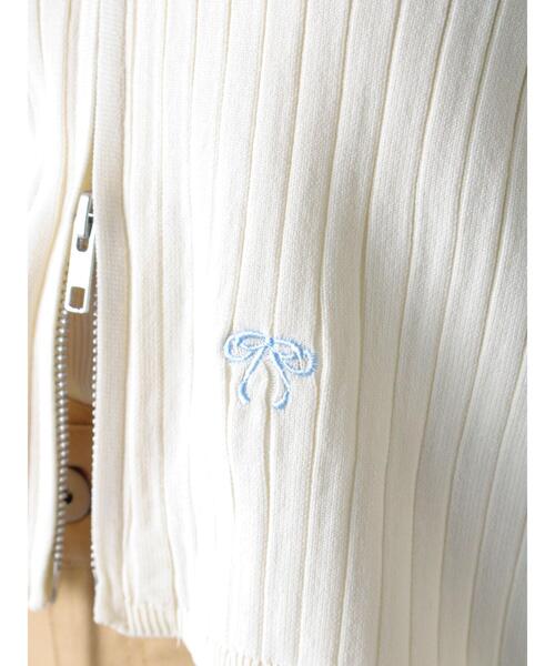 Te chichi TERRASSE（テチチテラス）の「リボン刺繍ダブルジップカーディガン（カーディガン/ボレロ・レディース・ブラック/グレー/オフホワイト・F）」の10枚目の写真