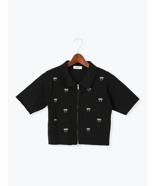 Te chichi TERRASSE（テチチテラス）の「リボン刺繍ダブルジップカーディガン（カーディガン/ボレロ・レディース・ブラック/グレー/オフホワイト・F）」の12枚目の写真