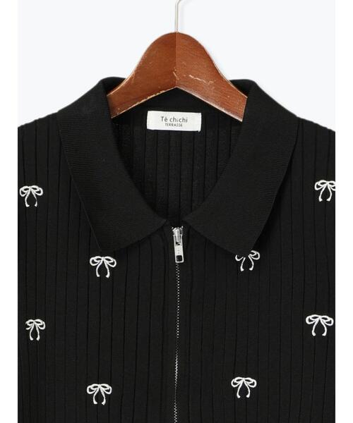 Te chichi TERRASSE（テチチテラス）の「リボン刺繍ダブルジップカーディガン（カーディガン/ボレロ・レディース・ブラック/グレー/オフホワイト・F）」の14枚目の写真