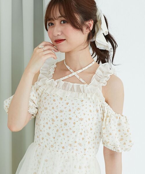 MAJESTIC LEGON（マジェスティックレゴン）の「スイートチュールティアードワンピース（ワンピース・レディース・ブラック系その他/ホワイト系その他2/ベージュ系その他2・MEDIUM/SMALL）」の2枚目の写真