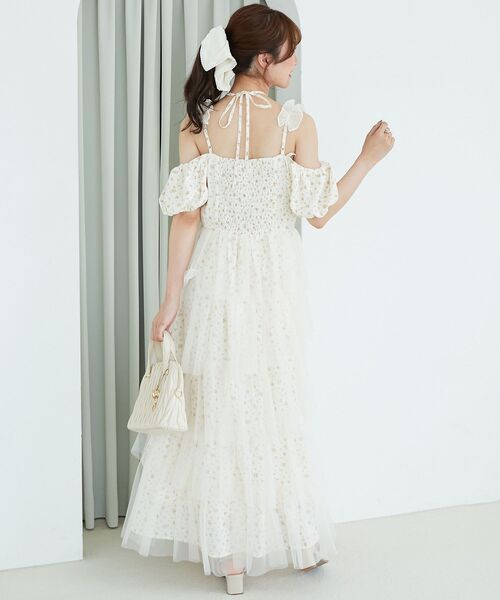 MAJESTIC LEGON（マジェスティックレゴン）の「スイートチュールティアードワンピース（ワンピース・レディース・ブラック系その他/ホワイト系その他2/ベージュ系その他2・MEDIUM/SMALL）」の8枚目の写真