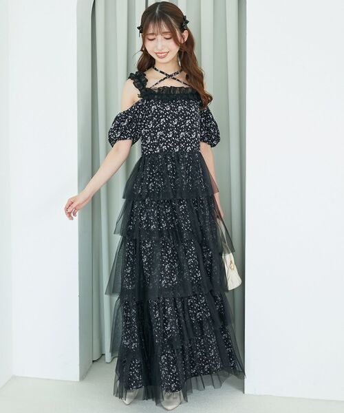 MAJESTIC LEGON（マジェスティックレゴン）の「スイートチュールティアードワンピース（ワンピース・レディース・ブラック系その他/ホワイト系その他2/ベージュ系その他2・MEDIUM/SMALL）」の15枚目の写真