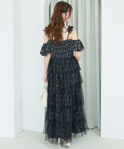 MAJESTIC LEGON（マジェスティックレゴン）の「スイートチュールティアードワンピース（ワンピース・レディース・ブラック系その他/ホワイト系その他2/ベージュ系その他2・MEDIUM/SMALL）」の16枚目の写真