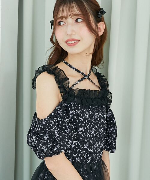 MAJESTIC LEGON（マジェスティックレゴン）の「スイートチュールティアードワンピース（ワンピース・レディース・ブラック系その他/ホワイト系その他2/ベージュ系その他2・MEDIUM/SMALL）」の18枚目の写真