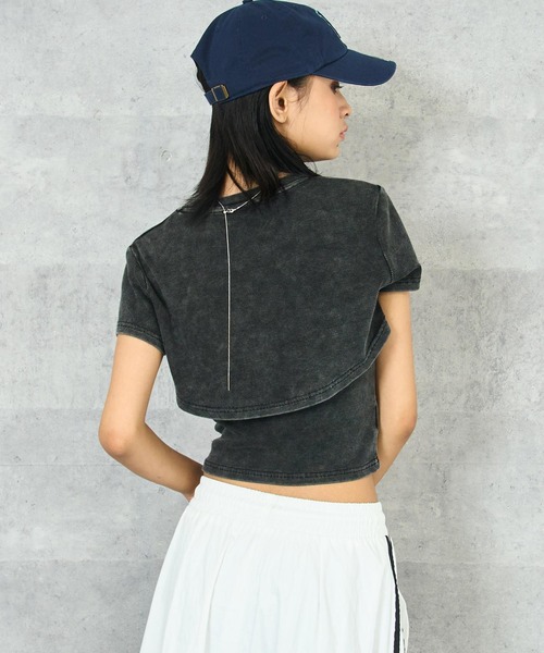 ANAP(アナップ)の「ウォッシュ加工 ボレロ キャミ リブ アンサンブル(Tシャツ/カットソー・レディース・ブラック系その他/イエロー・FREE)」の4枚目の写真
