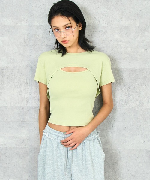 ANAP(アナップ)の「ウォッシュ加工 ボレロ キャミ リブ アンサンブル(Tシャツ/カットソー・レディース・ブラック系その他/イエロー・FREE)」の7枚目の写真