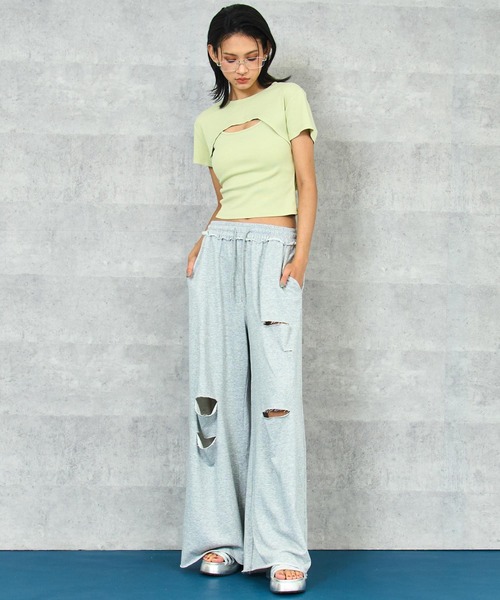 ANAP(アナップ)の「ウォッシュ加工 ボレロ キャミ リブ アンサンブル(Tシャツ/カットソー・レディース・ブラック系その他/イエロー・FREE)」の8枚目の写真