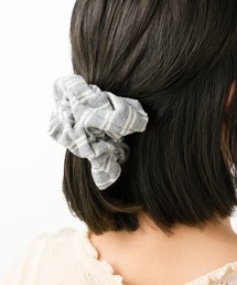 黒と白のストライプシュシュ Jewel VOX シュシュ 黒 レディース ヘアアクセサリー グログラン