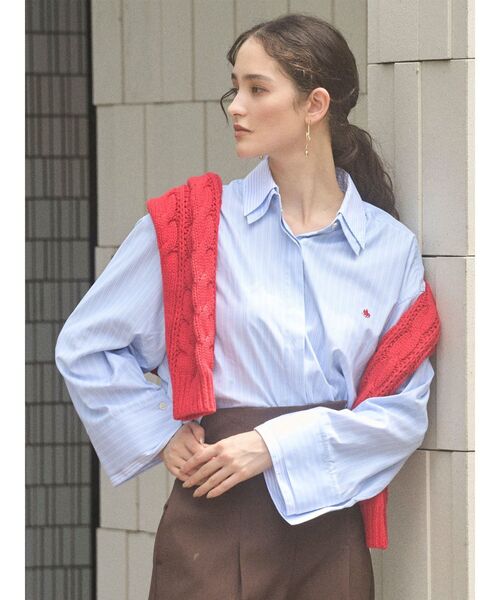 ブラウス シャツ 「POLO BCSコラボ」レイヤードカラーカフスシャツ レディース POLO BCS ブラウス シャツ 「POLO BCSコラボ」レイヤードカラー