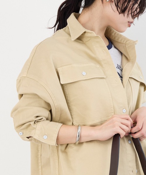 Healthy denim（ヘルシーデニム）の「【Healthy DENIM】デニムビッグシャツ-Almond（シャツ/ブラウス・レディース・ベージュ/ピンク・1）」の5枚目の写真