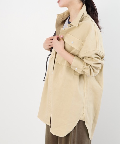 Healthy denim（ヘルシーデニム）の「【Healthy DENIM】デニムビッグシャツ-Almond（シャツ/ブラウス・レディース・ベージュ/ピンク・1）」の7枚目の写真