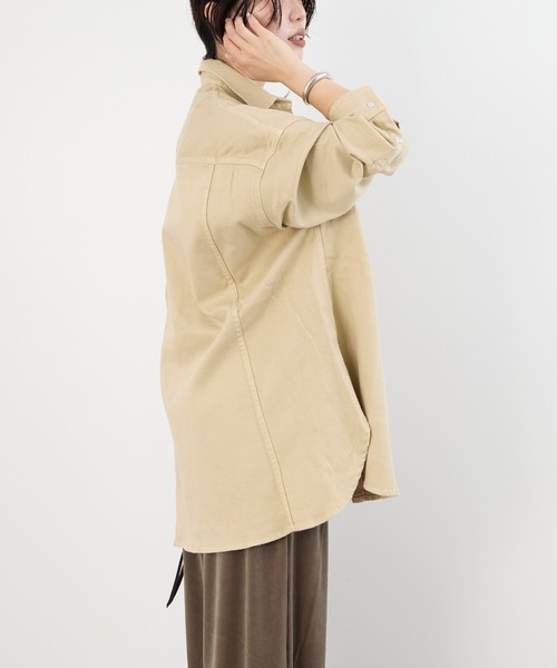 Healthy denim（ヘルシーデニム）の「【Healthy DENIM】デニムビッグシャツ-Almond（シャツ/ブラウス・レディース・ベージュ/ピンク・1）」の10枚目の写真