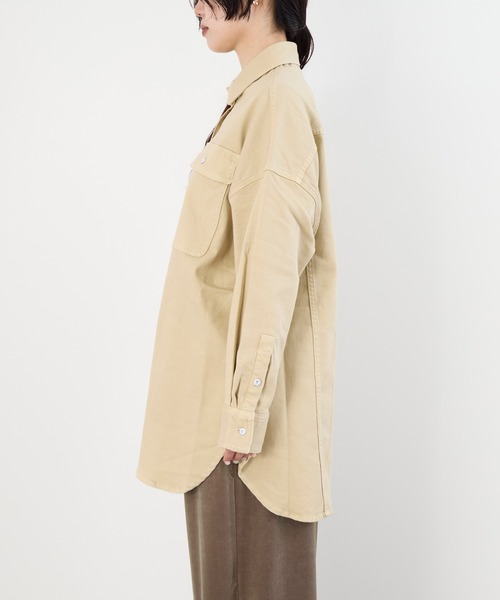 Healthy denim（ヘルシーデニム）の「【Healthy DENIM】デニムビッグシャツ-Almond（シャツ/ブラウス・レディース・ベージュ/ピンク・1）」の12枚目の写真