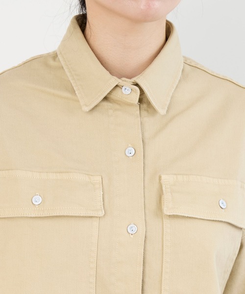 Healthy denim（ヘルシーデニム）の「【Healthy DENIM】デニムビッグシャツ-Almond（シャツ/ブラウス・レディース・ベージュ/ピンク・1）」の14枚目の写真