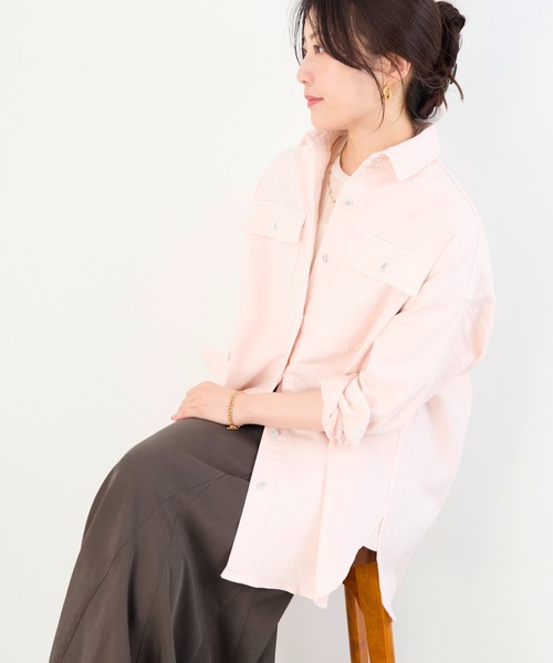 Healthy denim（ヘルシーデニム）の「【Healthy DENIM】デニムビッグシャツ-Almond（シャツ/ブラウス・レディース・ベージュ/ピンク・1）」の17枚目の写真
