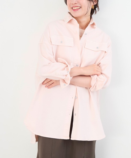 Healthy denim（ヘルシーデニム）の「【Healthy DENIM】デニムビッグシャツ-Almond（シャツ/ブラウス・レディース・ベージュ/ピンク・1）」の20枚目の写真