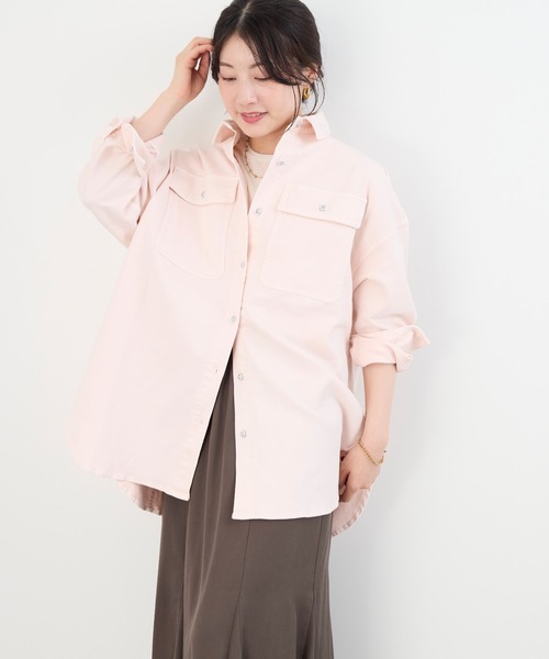 Healthy denim（ヘルシーデニム）の「【Healthy DENIM】デニムビッグシャツ-Almond（シャツ/ブラウス・レディース・ベージュ/ピンク・1）」の21枚目の写真