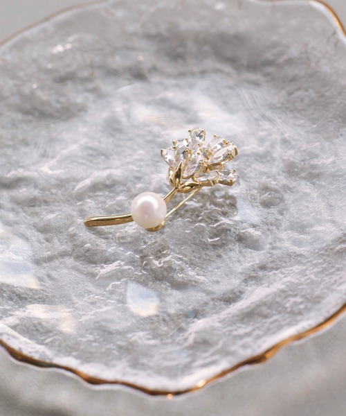 フラワー ビジュー パール ブローチ ｜ レディース セレモニースーツ