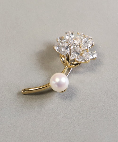 フラワー ビジュー パール ブローチ ｜ レディース セレモニースーツ