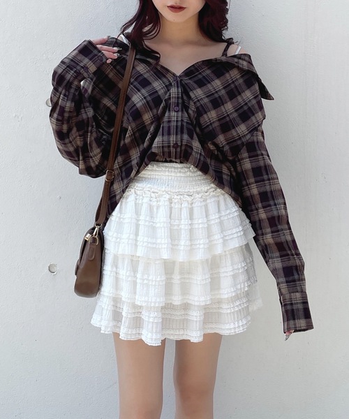 one way(ワンウェイ)の「3wayチェックシャツ(シャツ/ブラウス・レディース・ブラウン/ネイビー/ブラック・FREE)」の2枚目の写真