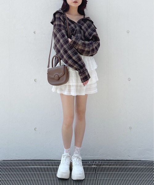 one way(ワンウェイ)の「3wayチェックシャツ(シャツ/ブラウス・レディース・ブラウン/ネイビー/ブラック・FREE)」の10枚目の写真