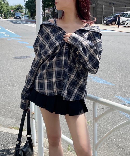 one way(ワンウェイ)の「3wayチェックシャツ(シャツ/ブラウス・レディース・ブラウン/ネイビー/ブラック・FREE)」の8枚目の写真