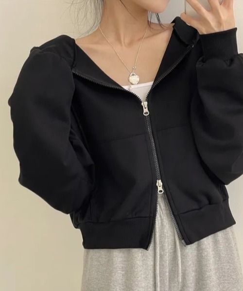 セール】ダブルジップショートパーカー（パーカー）｜yuue