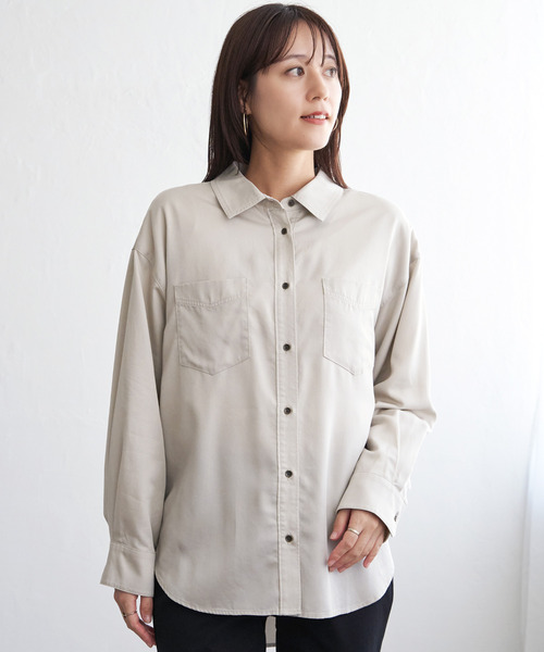 ikka(イッカ)の「セルロース/デニムポケ付きシャツ(シャツ/ブラウス・レディース・チャコールグレー/ライム/ネイビー/ベージュ・M/L/S)」の19枚目の写真