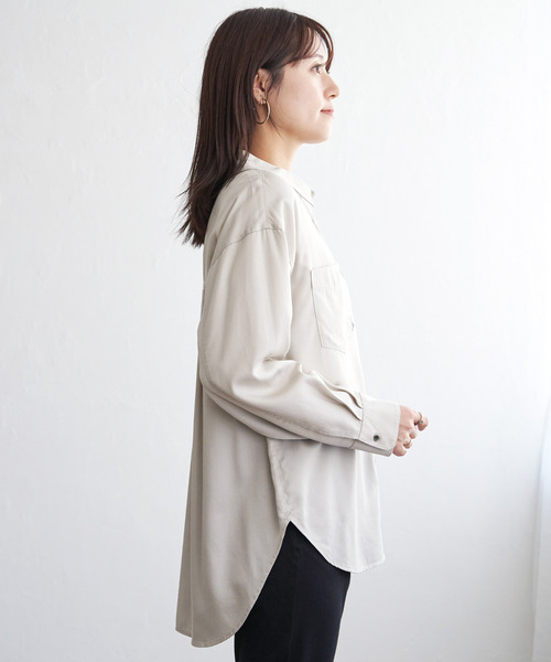 ikka(イッカ)の「セルロース/デニムポケ付きシャツ(シャツ/ブラウス・レディース・チャコールグレー/ライム/ネイビー/ベージュ・M/L/S)」の20枚目の写真