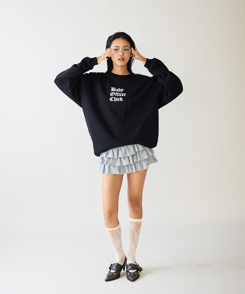 Chick（チック）の「【2color 】Baby Officer LOGO BIG SWEAT スウェット（スウェット・レディース・グレー/ブラック・FREE）」の15枚目の写真