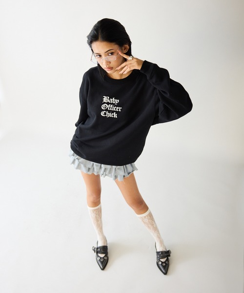 Chick（チック）の「【2color 】Baby Officer LOGO BIG SWEAT スウェット（スウェット・レディース・グレー/ブラック・FREE）」の17枚目の写真